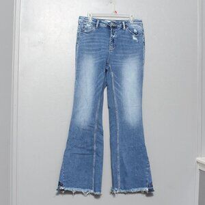 Bridge by gly high rise flare distressed raw hem bell bottom jeans